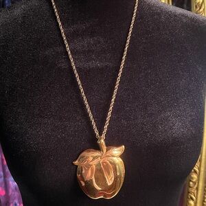Vintage Copper Apple Pendant Necklace